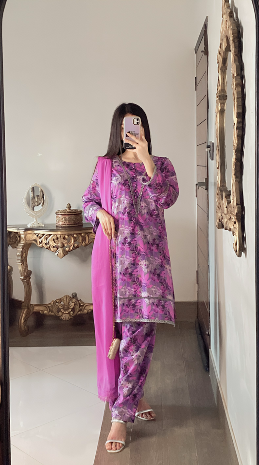 3 piece lawn printed dress
