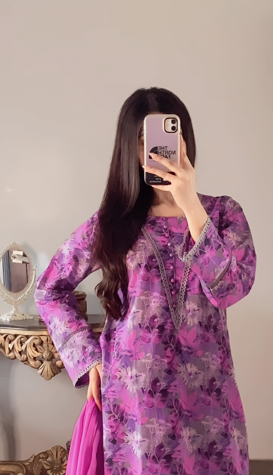 3 piece lawn printed dress