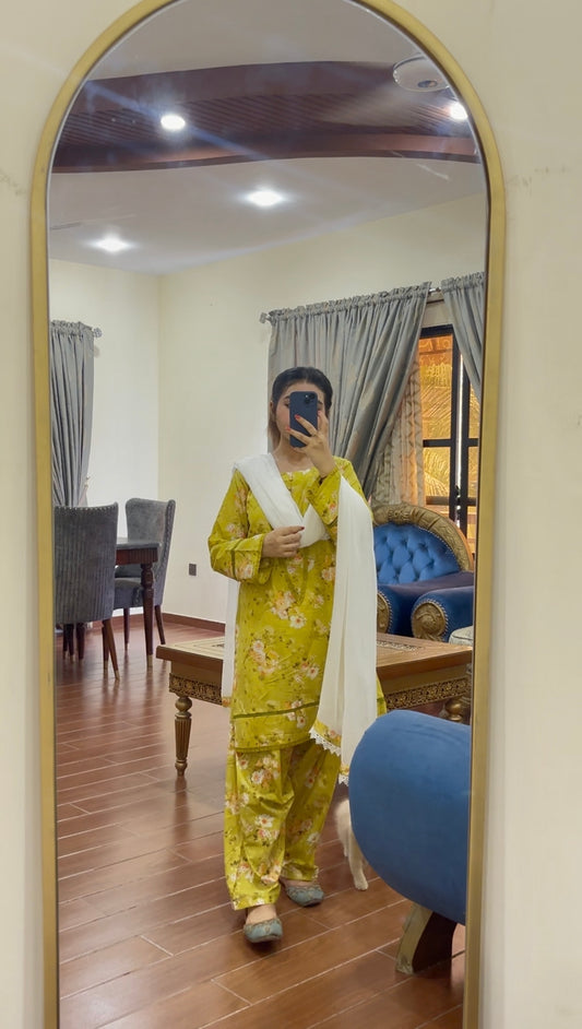 3 piece lawn printed dress